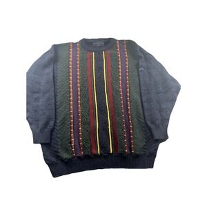 Vintage Tricot Marine Ireland Knit Sweater Men's Large Striped Grandpa Geometric